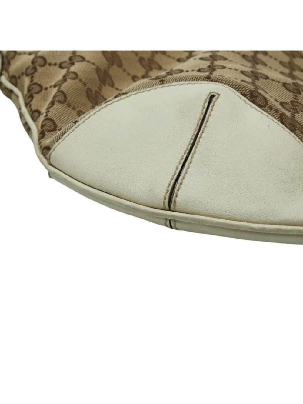 Gucci Shoulder Bag Beige Ivory Canvas Leather - Picture 4 of 8